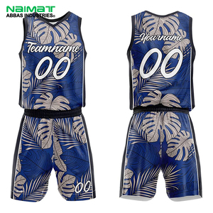 Ensemble de basketball personnalisé à imprimé floral, maillot sans manches et short sublimés avec motif feuille de palmier, tenue de match - Product Image 1