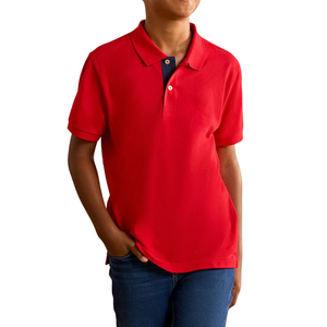 Polo Clásico de Punto Sólido para Niños, Manga Corta, Algodón Comprimido, Uniforme Escolar, Producción al por Mayor OEM ODM, Directo de Fábrica, Lo Mejor - Product Image 4