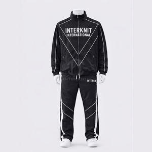 Nouvel Arrivage Ensemble de Survêtement Homme Personnalisable en Polaire Technique Réfléchissante Imprimée Effet Délavé Vintage, Coupe-Vent à Capuche pour le Sport - Product Image 1