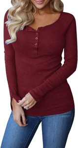 Women's Knitted Solid Color <b>Long</b> <b>Sleeve</b> V-neck T-Shirt with Button Front Casual Regular Fit Full <b>Sleeve</b> <b>Top</b> Spring 100% Cotton - Product Image 4