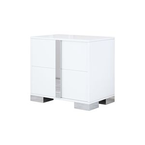 Elegant <b>White</b> Mirrored <b>Bedside</b> Table with 2 Drawers Nightstand with Metal Handle for Bedroom or Living Room - Product Image 3