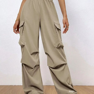 Pantalones Deportivos para Mujer, Tallas Grandes, con Logotipo Personalizado, Color Gris, Estilo Jogger, Holgados, para Correr, Deporte, Gimnasio, Corte Acampanado, Tipo Cargo - Product Image 1