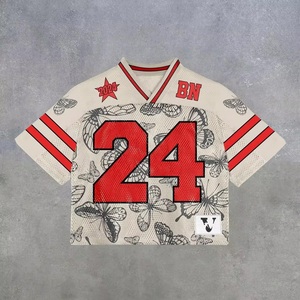 Oversized Boxy Mesh Jersey Men T-Shirt Wholesale Customized Design Allover Print Unisex Sports Jerseys T-Shirts - Product Image 2