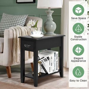 2-Tier Narrow Nightstand/End Bedside <b>Sofa</b> <b>Side</b> <b>Table</b> Living Room Furniture - Product Image 5