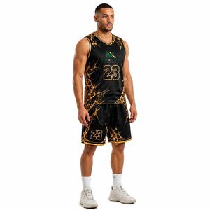 Conjunto de Uniforme de Baloncesto Personalizado para Hombre con Estampado de Leopardo, Jersey de Malla Sublimada, Pantalones Cortos, Ropa Deportiva de Equipo, Kit de Equipamiento para Juego, Venta OEM Profesional - Product Image 3