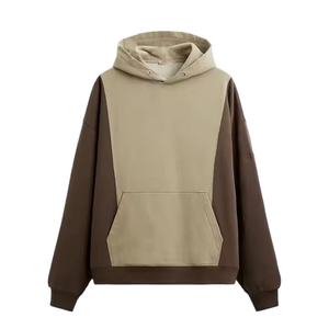 Sweat-shirt à capuche oversize pour homme, en coton French Terry, color block, avec poches, coupe droite, tricoté, pour l'automne - Product Image 5