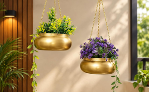Maceta Colgante de Metal con Cadena Dorada, Maceta Decorativa Colgante, Soporte para Plantas de Metal Contemporáneo con Cadena Dorada, Estilo Elegante - Product Image 5
