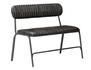 Retro <b>Black</b> Leather <b>Dining</b> Bench with Backrest Metal Frame Upholstered Seating Furniture for <b>Dining</b> Restaurant Office Farmhouse - Product Image 1