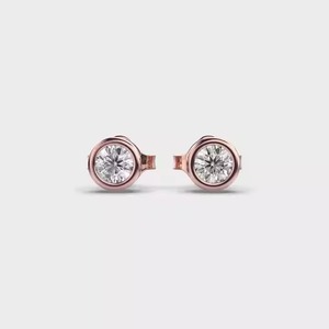 Women's Hoop <b>Earrings</b> in 10k Yellow, Rose, White Gold Moissanite Round Cut Diamond Trendy Jewelry IGI Certified <b>Silver</b> Plated - Product Image 2