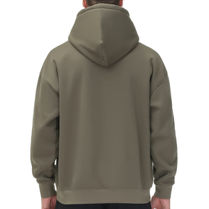 Sweat à capuche vert olive pour homme, coupe classique, en molleton tricoté, couleur unie, décontracté, pour l'automne, manches longues - Product Image 4