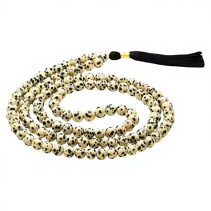 Collar de alta calidad con cuentas de jaspe dalmático, collar de meditación de 108 cuentas, cuentas de cristal para oración, yoga, collar con borla de piedra natural. - Product Image 2