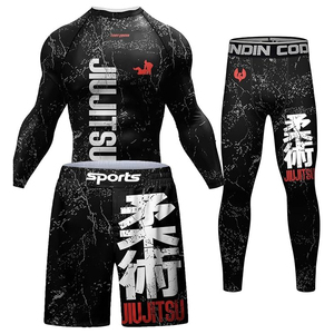Men's Pink Flamingo Crown Print Rash Guard Set Full Sleeve Quick Dry <b>Athletic</b> Training Kit Sublimation Printed Sport Wear - Product Image 2
