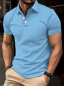 Polo de verano para hombre, negro y blanco, de manga corta, con cuello, informal, para exteriores, estilo urbano. - Product Image 6