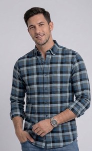 Chemise tissée unisexe décontractée Enovate à carreaux, double boutonnage, manches longues, coupe classique, respirante, 100 % coton, pour l'été - Product Image 2