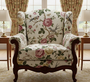Tissu d'ameublement imprimé floral vintage au mètre, motif floral botanique classique, textile pour meubles et décoration intérieure - Product Image 1