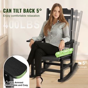 Sedia a dondolo da esterno in HIPS con schienale alto e braccioli lisci, supporta 180 kg, pieghevole per uso in parchi - Product Image 5