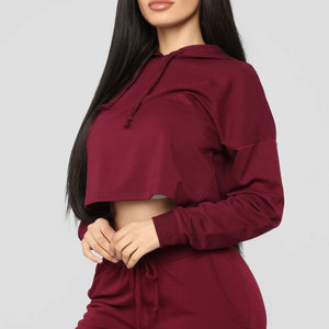 Sudadera Corta con Capucha para Mujer, Corte Holgado, Tela Suave, Uso Diario Informal, MOQ Bajo, Venta al por Mayor, Conjunto de Sudadera Corta con Capucha para Mujer - Product Image 3