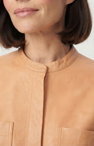 Camisa de Cuero Genuino sin Botones para Mujer, Blusa de Cuero Minimalista de Manga Corta, Camisas de Cuero de Manga Corta Suaves y Casuales a la Moda - Product Image 6