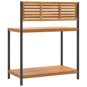 Mesa de Trabajo de Madera Natural con Detalles Negros - Product Image 6