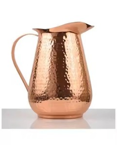 Modern Style Copper Pitcher Jug Elegant Water Drinkware for Kitchen Dining <b>Table</b> Beverage Serving - Product Image 2