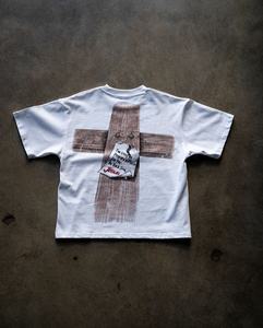 T-shirt pour homme à col montant, manches courtes, épaules tombantes, coupe oversize, grande taille, 100% coton, coupe carrée, imprimé sur le devant - Product Image 3