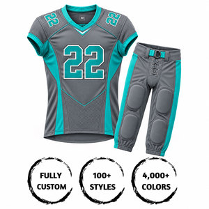 Ensemble d'uniformes de football américain pour hommes, sublimé, col en V, manches courtes, polyester respirant, ajusté, toutes saisons - Product Image 3