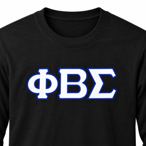 Phi Beta Sigma <b>Black</b> <b>Long</b> <b>Sleeve</b> Tee <b>Shirt</b> with White Blue Greek Letter Design O Neck Pullover Ribbed <b>Sleeve</b> Cuffs Unisex Greek - Product Image 5