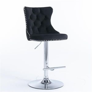 Modern Upholstered Chrome Base Bar <b>Stools</b> with Swivel Velvet Seat 25-33 Inch <b>Adjustable</b> Height Furniture Comfortable Backrest - Product Image 3