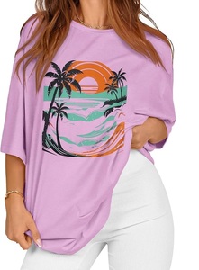 Nouveau design T-shirt décontracté pour femme imprimé numériquement 100 % coton à manches mi-longues, grande taille, épaules tombantes, confortable, fabriqué au Bangladesh - Product Image 2