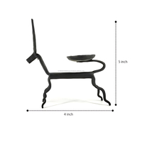 Porte-bougie en fer forgé fait main, paire de bois de cerf, 11,5 pouces, style moderne, décoration maison et bureau, art tribal indien créatif et antique