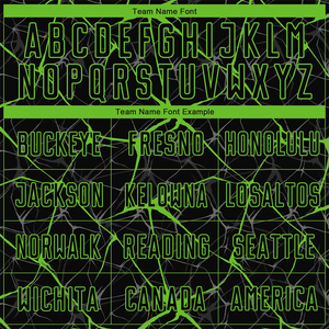 Sublimated <b>Soccer</b> Jersey Set Black Green Crack Pattern Crew Neck Short Sleeve Moisture Wicking Men's Adult Uniform - Product Image 6