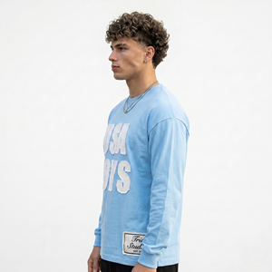 T-shirts personnalisés brodés effet vieilli pour hommes, à manches longues et col rond, style streetwear tendance - Product Image 5