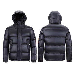 Doudoune Courte Premium Homme à Capuche, Rembourrée 90/10 Plumes de Duvet, Nylon Brillant Matelassé, Fermeture Éclair Bidirectionnelle, Coupe Classique, Hiver, Extérieur, DDP - Product Image 3