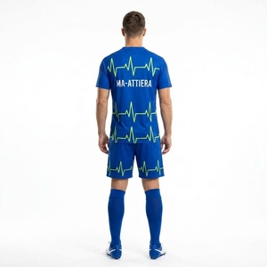 Custom <b>Blue</b> Soccer Uniform Set Pulse Line <b>Football</b> Jersey Shorts <b>Socks</b> Team Sportswear - Product Image 2