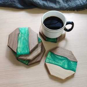Art Resin Wood Coaster Handmade <b>Epoxy</b> Resin and Natural Wood Cup Coaster for Dining <b>Table</b> Office Use Decor House warming Gifts - Product Image 2