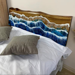 Cabecera de Cama Hecha a Mano de Madera Maciza y Resina Epoxi |   Escultura Decorativa Moderna de Lujo para el Hogar, Color Personalizado, Curado por Calor, Arte Amoroso - Product Image 1