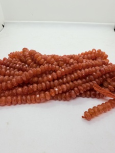 Cuentas facetadas de cornalina natural en forma de rondel, hilo de 16 pulgadas, naranja, para fabricación de joyas, venta al por mayor - Product Image 4