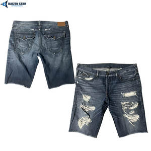 DAIZEN STAR <b>Men's</b> Summer Casual Light Wash <b>Denim</b> <b>Cargo</b> Mid Waist Embroidered Breathable Eco-Friendly Quick Dry Zippers Button - Product Image 3