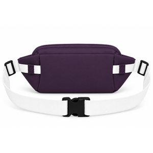 Sac banane personnalisé NCNW avec logo brodé sur le devant, fermeture éclair violette et blanche, usage quotidien décontracté pour femme - Product Image 3