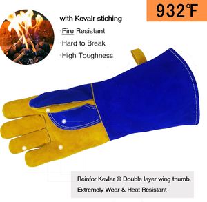 Gants de soudage de sécurité ignifuges à prix de gros, nouveaux gants de barbecue résistants à la chaleur en cuir de vachette pleine fleur pour soudeurs - Product Image 2