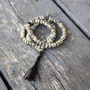 Best Quality Dalmatian Jasper Natural <b>Beads</b> Jap <b>Mala</b> Healing Crystals Dalmatian Jasper Stone Jap <b>Mala</b> <b>for</b> Yoga by Aameena Agate - Product Image 2