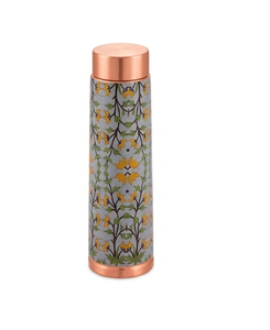 <b>Flower</b> Enamel <b>Sticker</b> Best Seller 100% Pure Copper Bottle Design Portable Travel Friendly Metal Bottles - Product Image 5