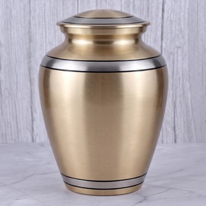 Gold and Silver <b>Rings</b> Brass Adult Cremation Urn with polished surface <b>for</b> Human <b>Ashes</b>, Funeral Memorial and Burial Urn - Product Image 1
