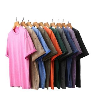 Camiseta de algodón 100% con efecto descolorido por el sol, en diferentes colores, para hombre, de corte holgado, con estampado moderno, diseño vintage con patrón sólido. - Product Image 3