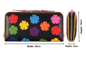 Pochette en cuir Nappa véritable imprimée sur mesure, motif floral, marque privée, fournisseur OEM/ODM en gros, accessoire de mode - Product Image 6