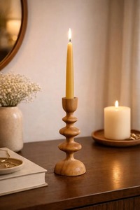 Home Decoration Wooden Natural Acacia Wood Color <b>Candlestick</b> <b>Holder</b> Handmade Wooden Polished Candle Stand or Candle <b>Holder</b> - Product Image 2