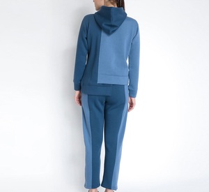 Women Color Blocking Hooded <b>Tracksuit</b> Full Sleeve Elastic Waist Side Pockets Casual Style Autumn Wear - Product Image 2