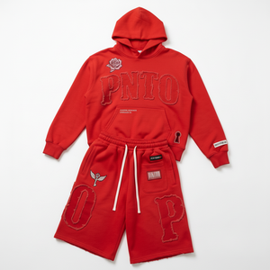 Custom Printed Distressed Embroidered <b>Patches</b> Logo Cotton Jogger Suit Oversized Hoodies <b>Shorts</b> Set Sweatsuits Tracksuits <b>Men</b> - Product Image 6