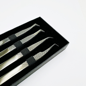 Pinzas con Punta de Fibra para Extensión de Pestañas de Volumen/Aislamiento, con Caja de Pinzas Personalizada, Pinzas de Agarre de 90 Grados, Acero Inoxidable - Product Image 4