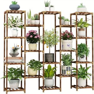 Pianta di legno alta 17-Tier per uso interno esterno per la finestra del Patio del soggiorno più vasi di fiori di piante fioriere - Product Image 1